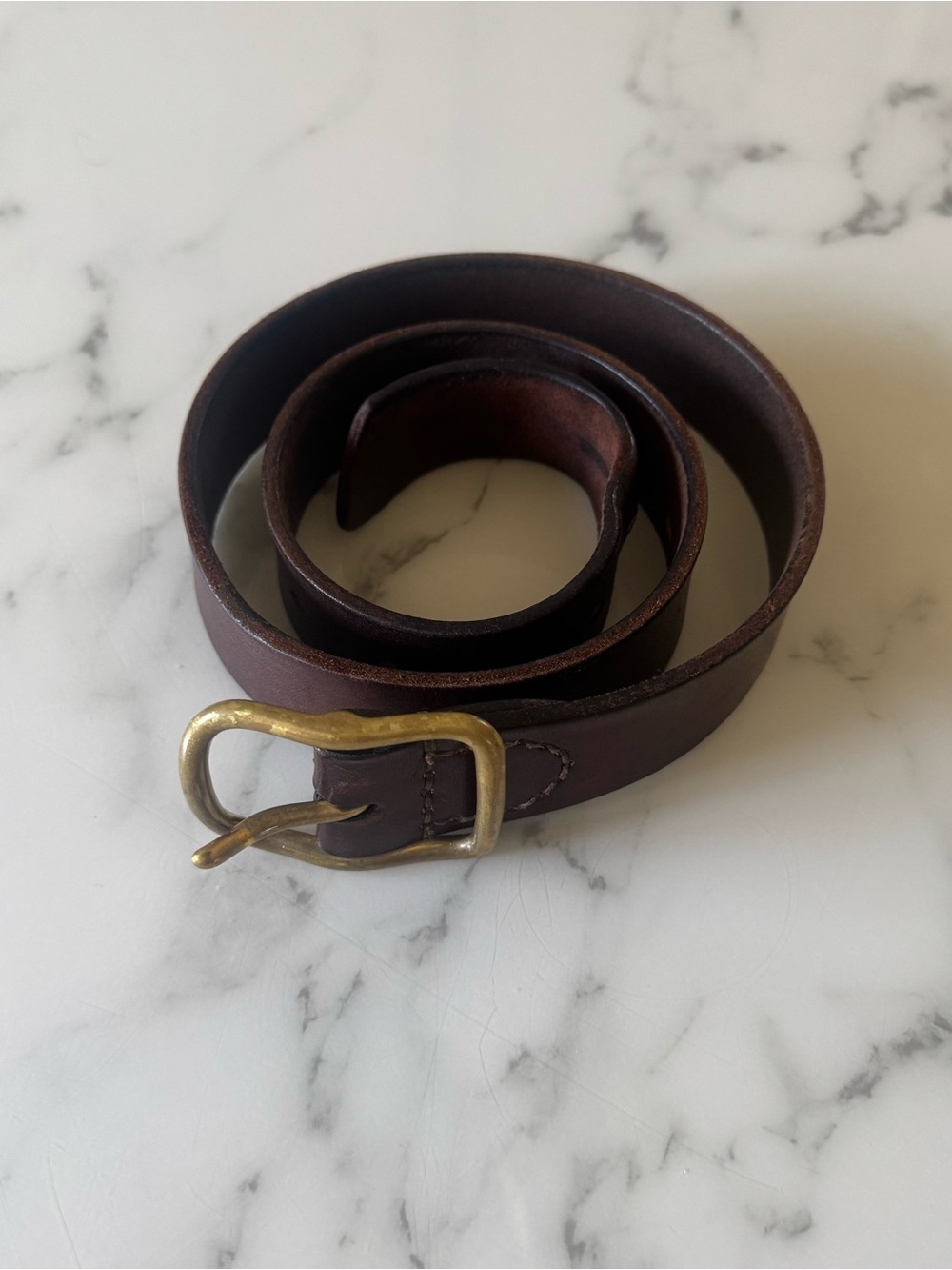 Men's Billykirk Brown Leather Belt with Brass-Tone Buckle